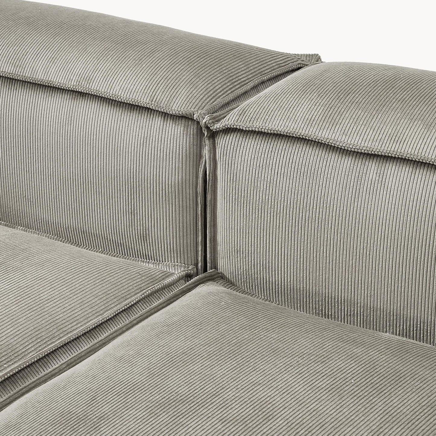 ElegantEdge 3 Seater Corduroy Grey L Shaped Sofa