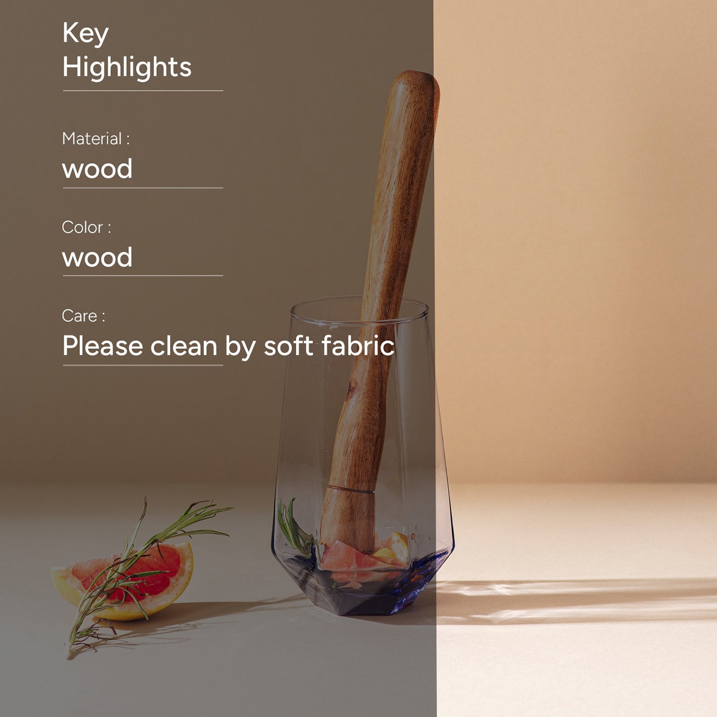 The Elegant Wooden Muddler Brown