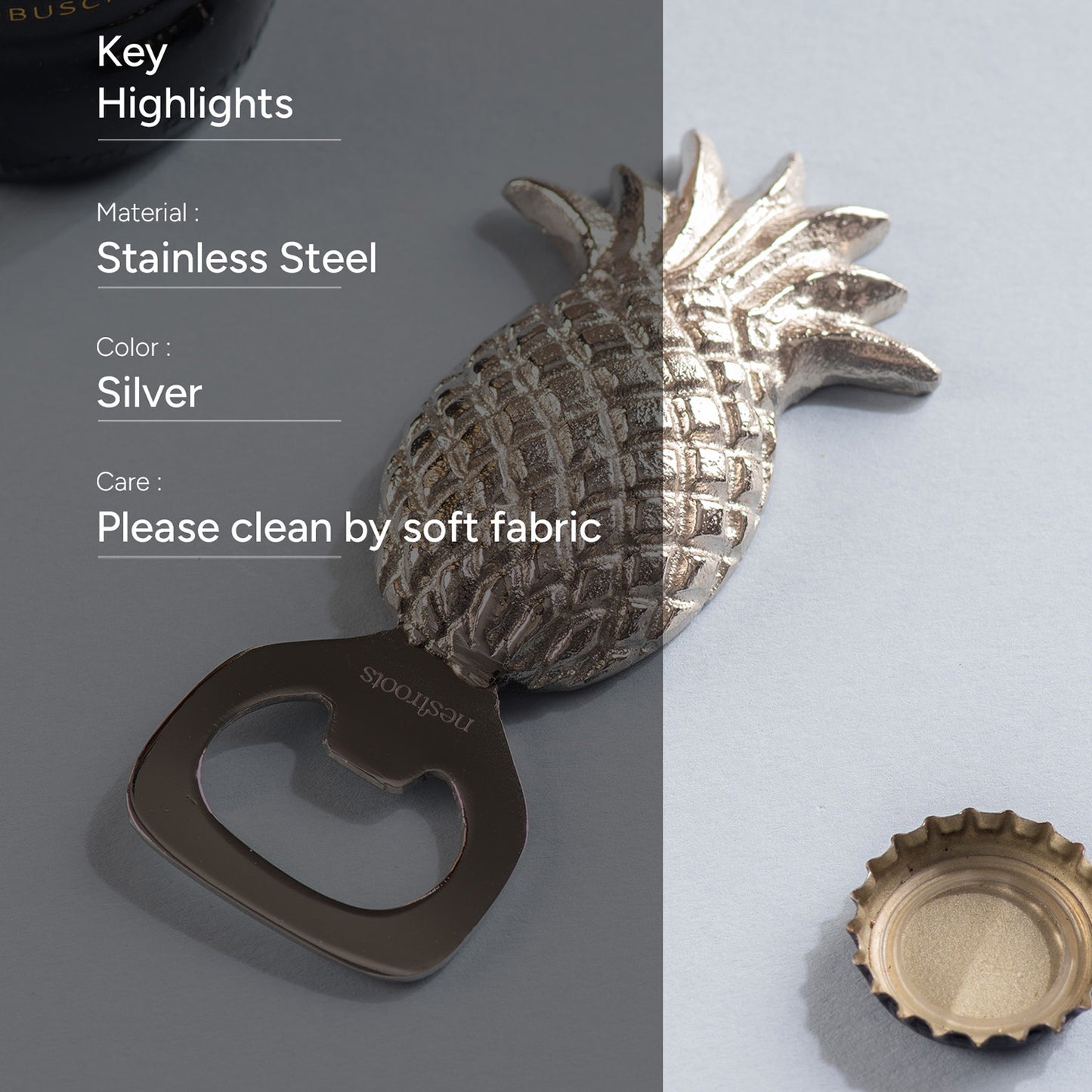 The Pineapple Bottle Opener Glossy Silver