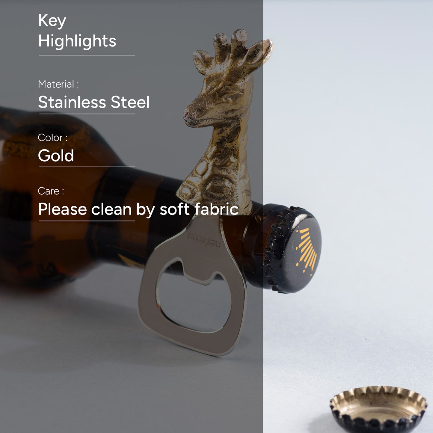The Deer Bottle Opener Glossy Gold