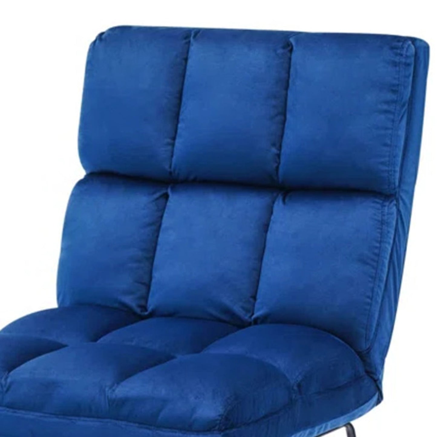Velvet Chair With Ottoman Set Blue
