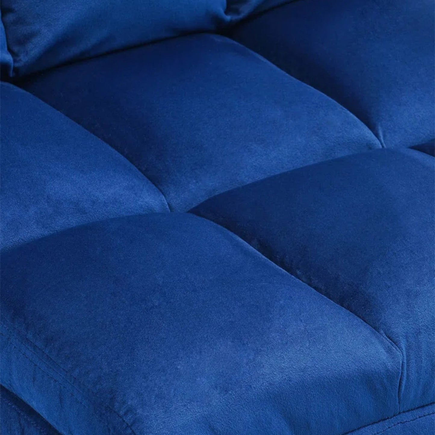 Velvet Chair With Ottoman Set Blue