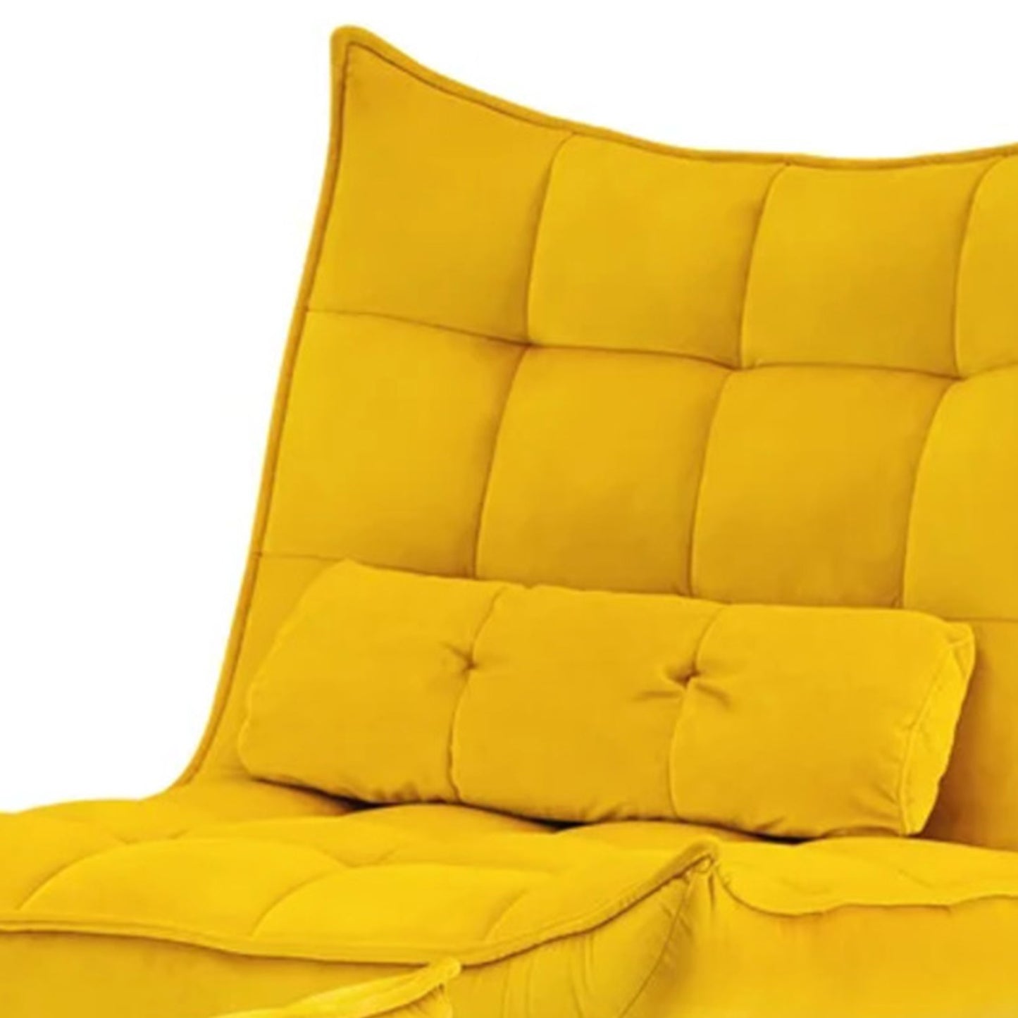Luxurious Velvet Chair With Ottoman Footrest Yellow