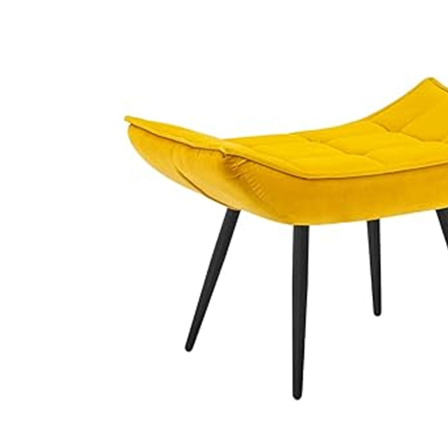 Luxurious Velvet Chair With Ottoman Footrest Yellow