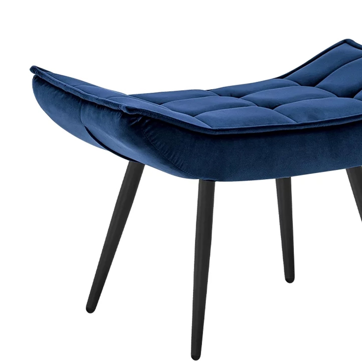 Luxurious Velvet Chair With Ottoman Footrest Blue