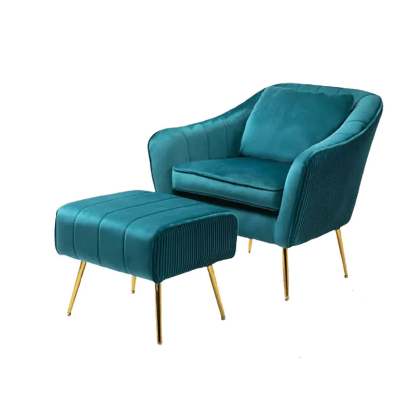 Velvet Accent Chairs With Ottomans Footrest Teal
