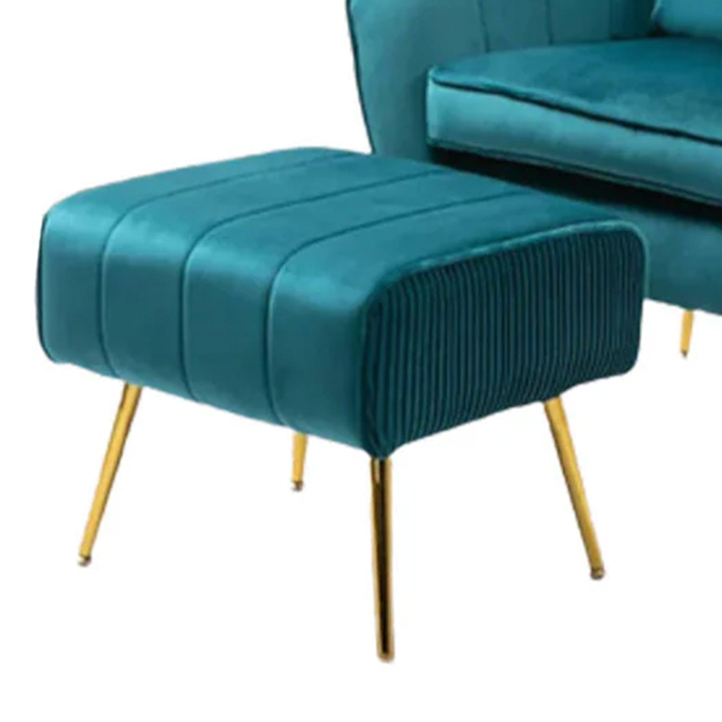 Velvet Accent Chairs With Ottomans Footrest Teal