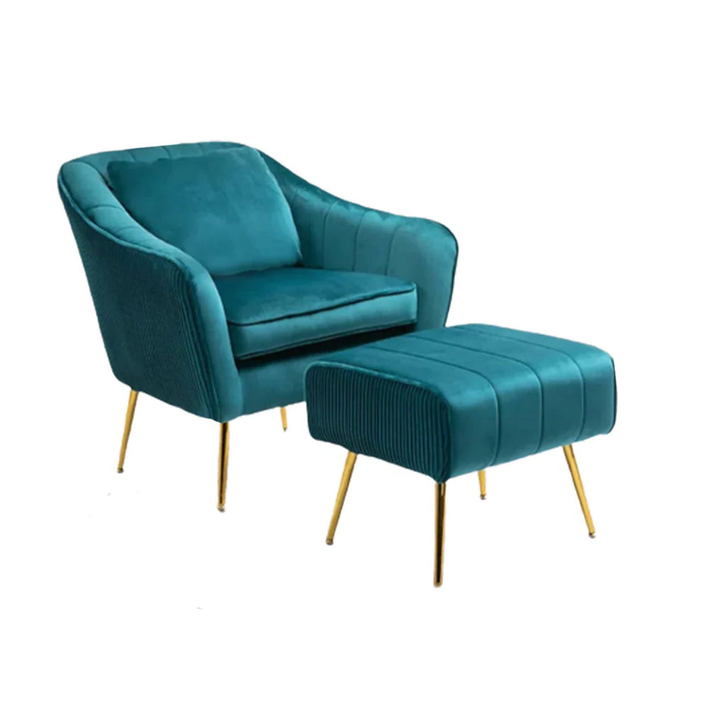 Velvet Accent Chairs With Ottomans Footrest Teal