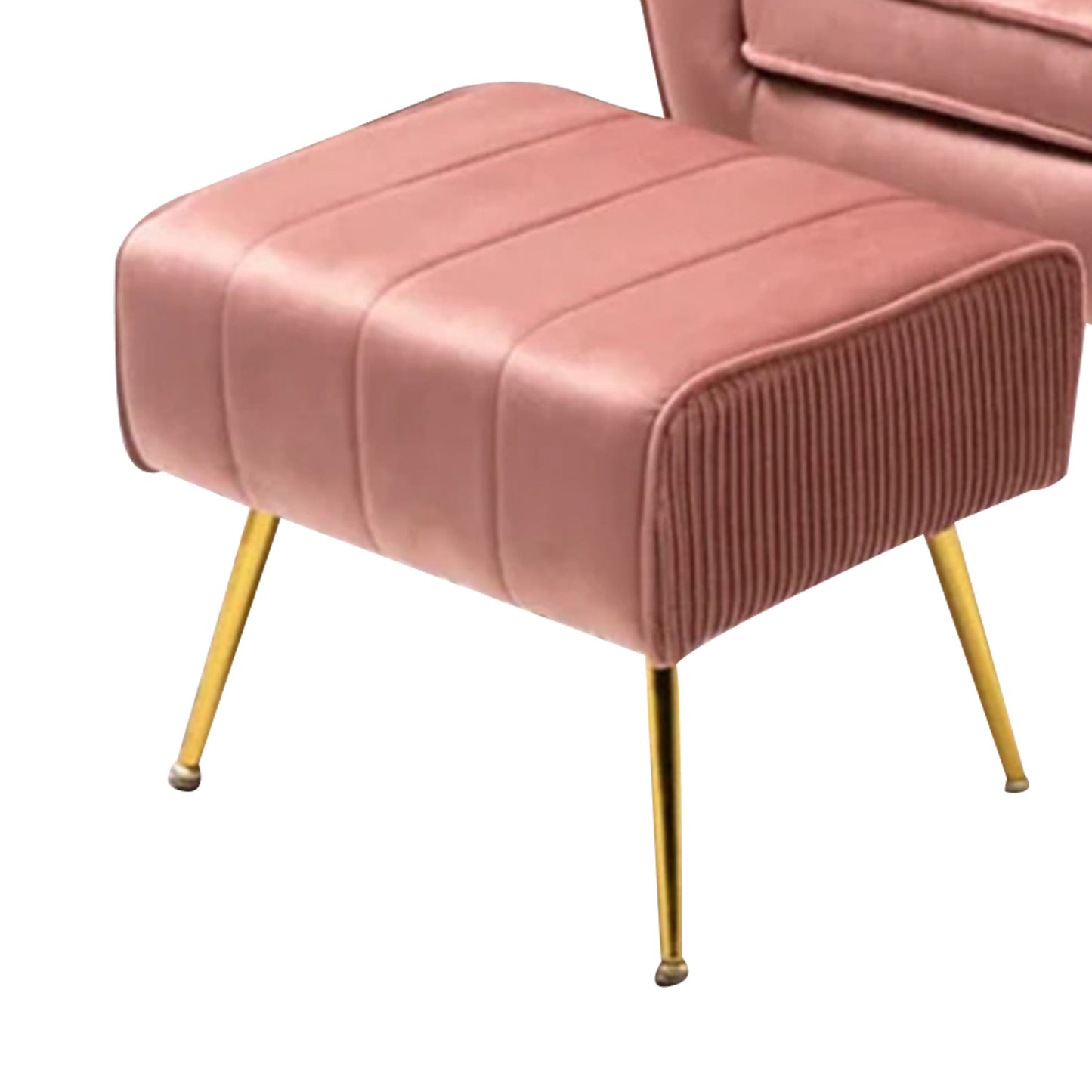 Velvet Accent Chairs With Ottomans Footrest Pink