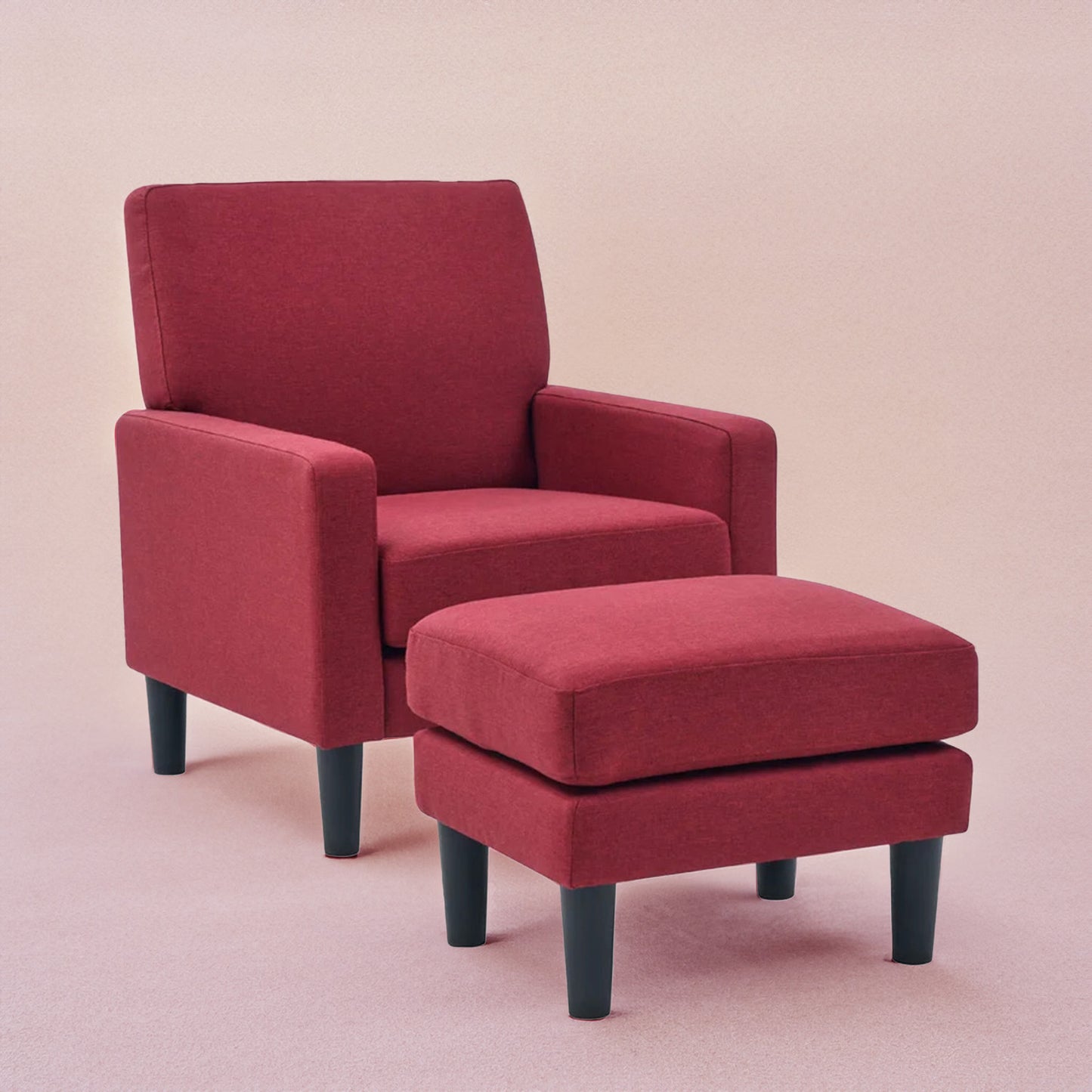 Opulent Accent Chairs With Ottoman Footrest Red
