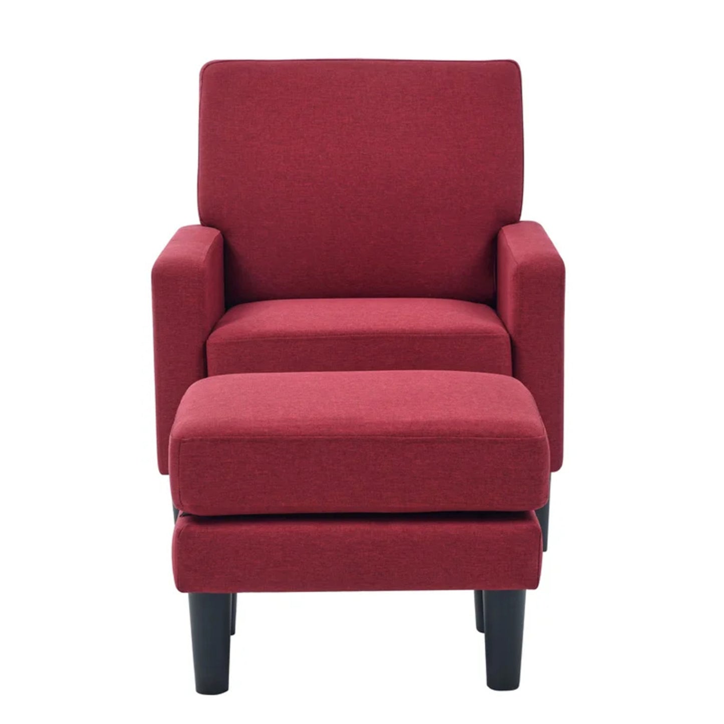 Opulent Accent Chairs With Ottoman Footrest Red