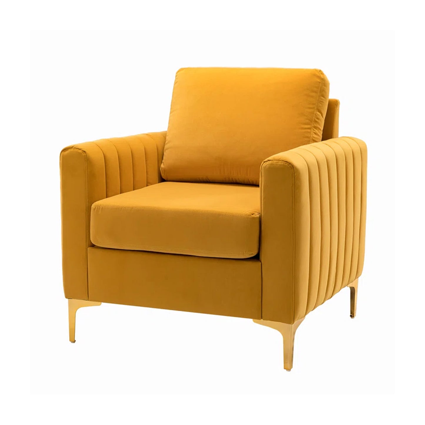 Luxurious Velvet Accent Chair Gold Mustard