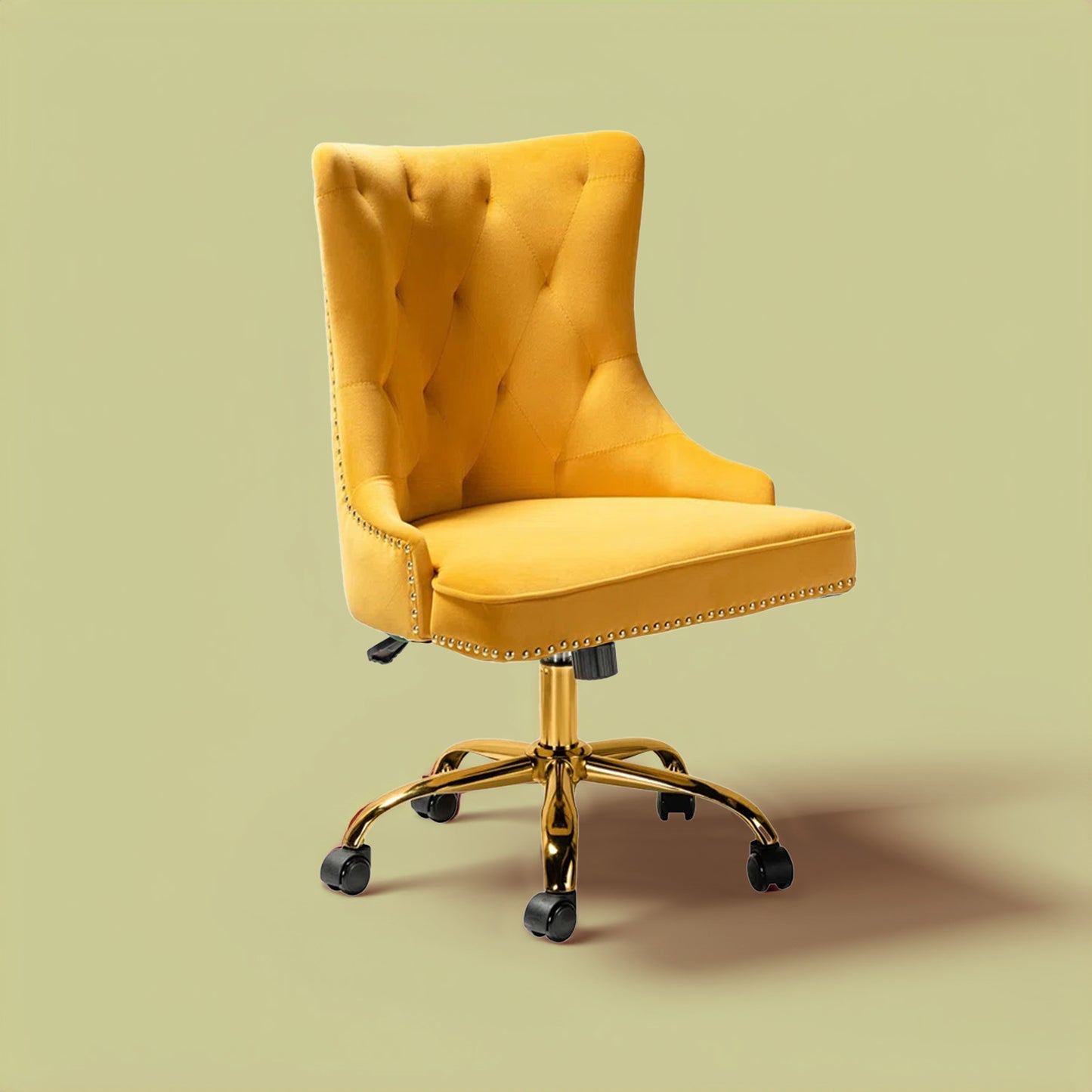 Velvet Tufted Boss Office Chair with Smooth Mobility– Yellow|Nestroots | Nestroots