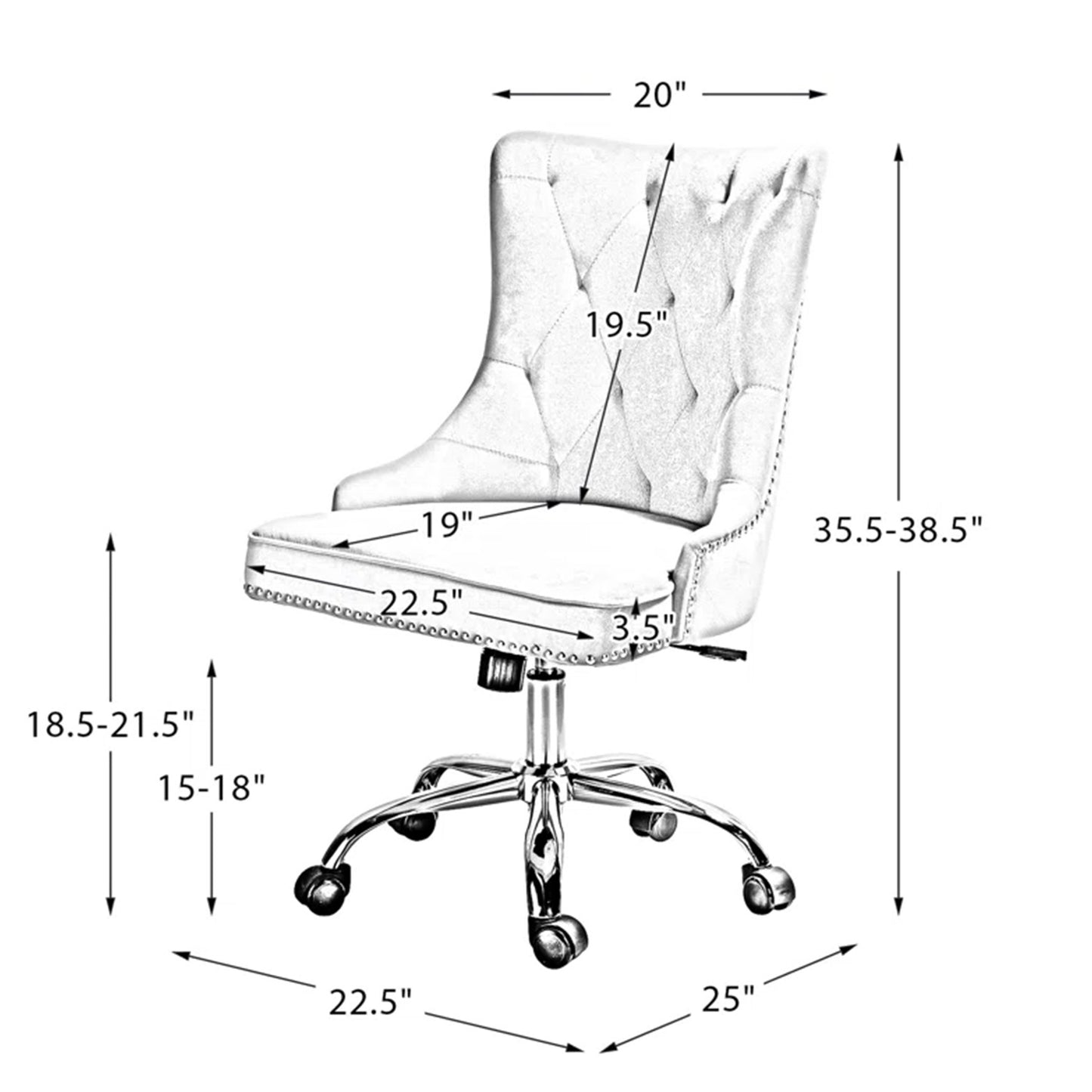 Velvet Tufted Boss Office Chair with Smooth Mobility– Black|Nestroots | Nestroots
