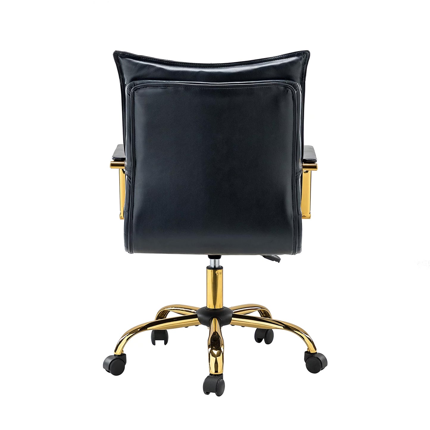 Faux Leather Executive Office Chair with Sleek Armrests – Black | Nestroots