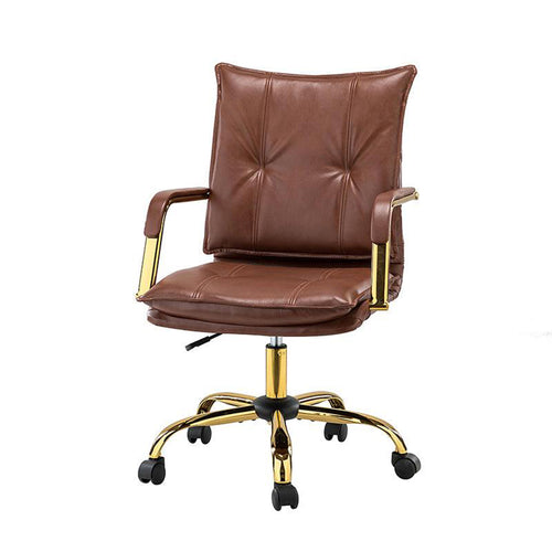 Faux Leather Executive Office Chair with Sleek Armrests – Brown | Nestroots