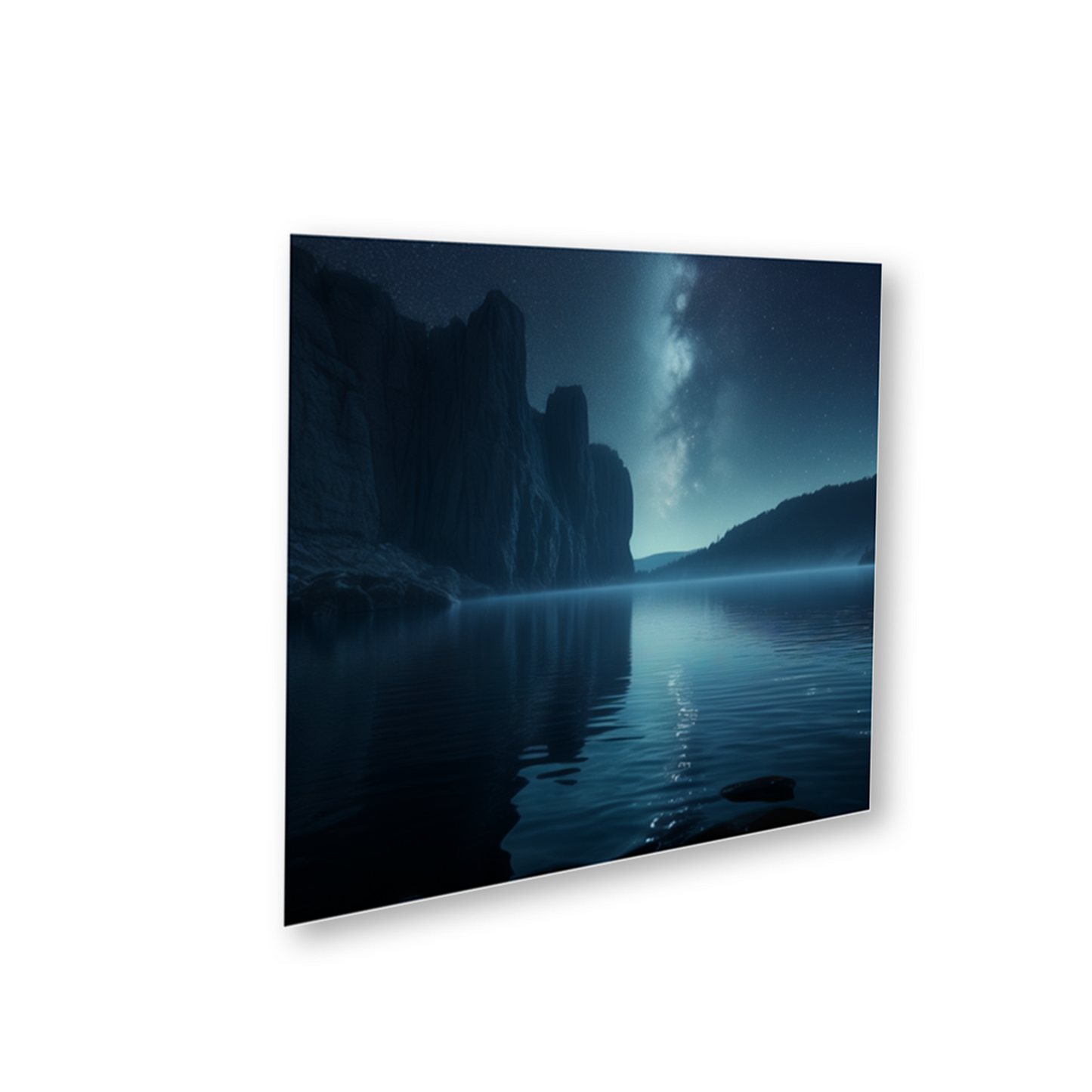 Tranquil Lakeside Night Sky Canvas Printed Wall Painting