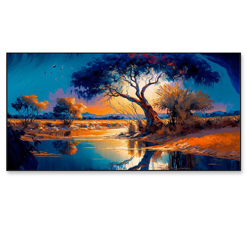 Sunset Tree Reflection Canvas Art