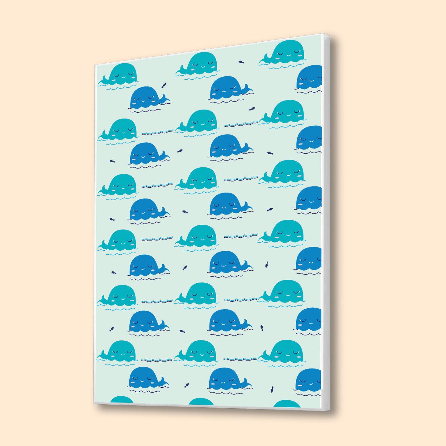 Striking Blue Whale Pattern Design Canvas Wall Painting