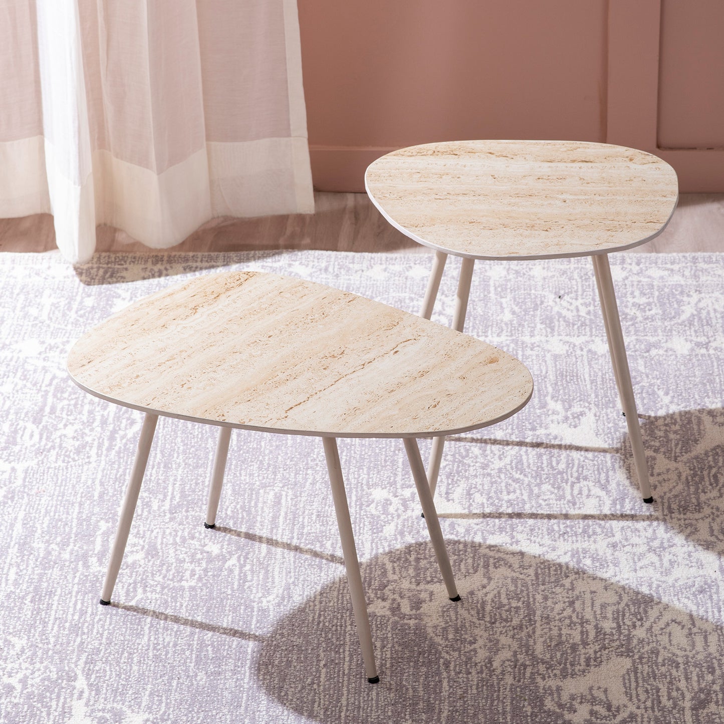 Timeless Travertine Side Table Set of 2