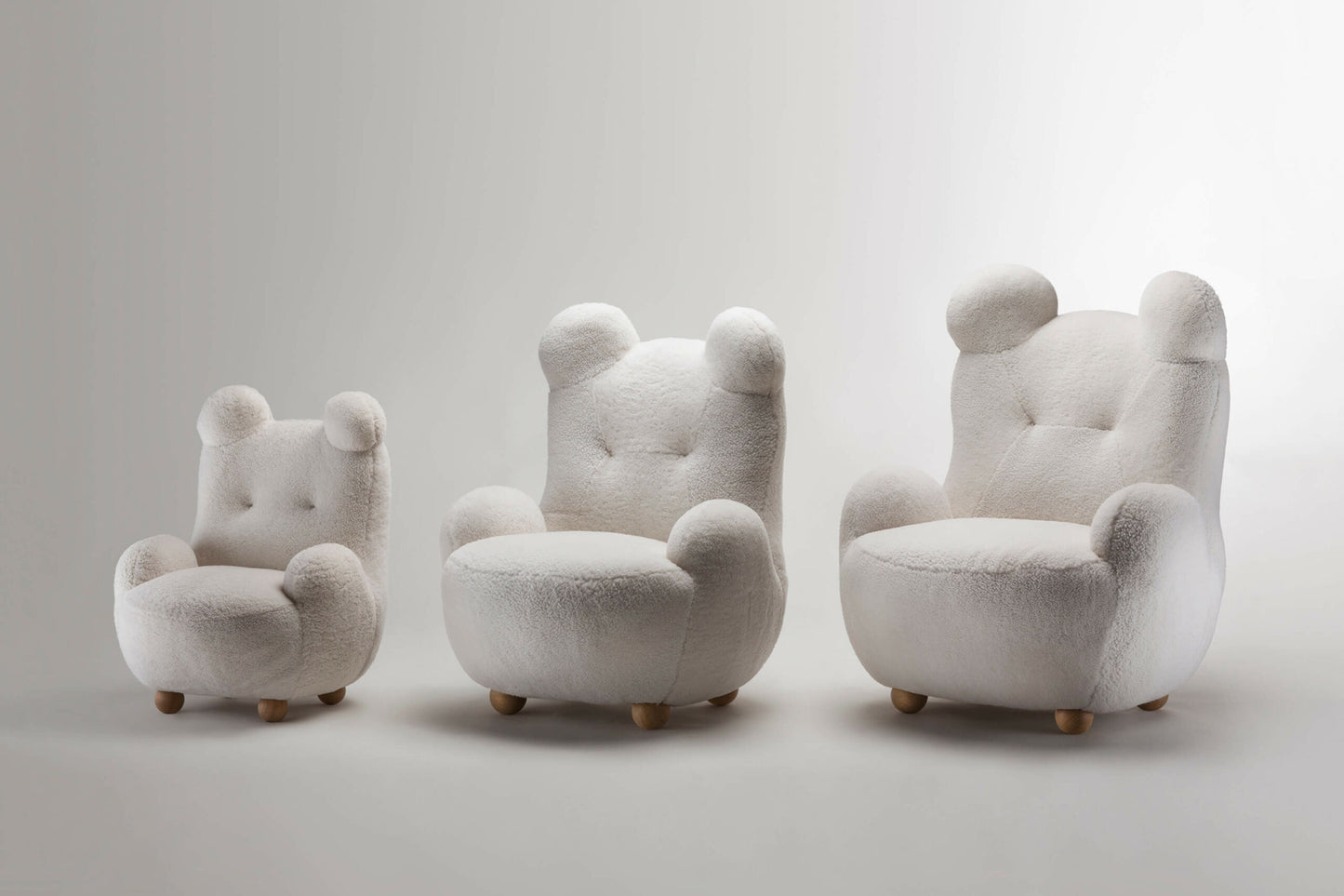 Snow White Bunny Ear sheepskin Kids Lounge Chair