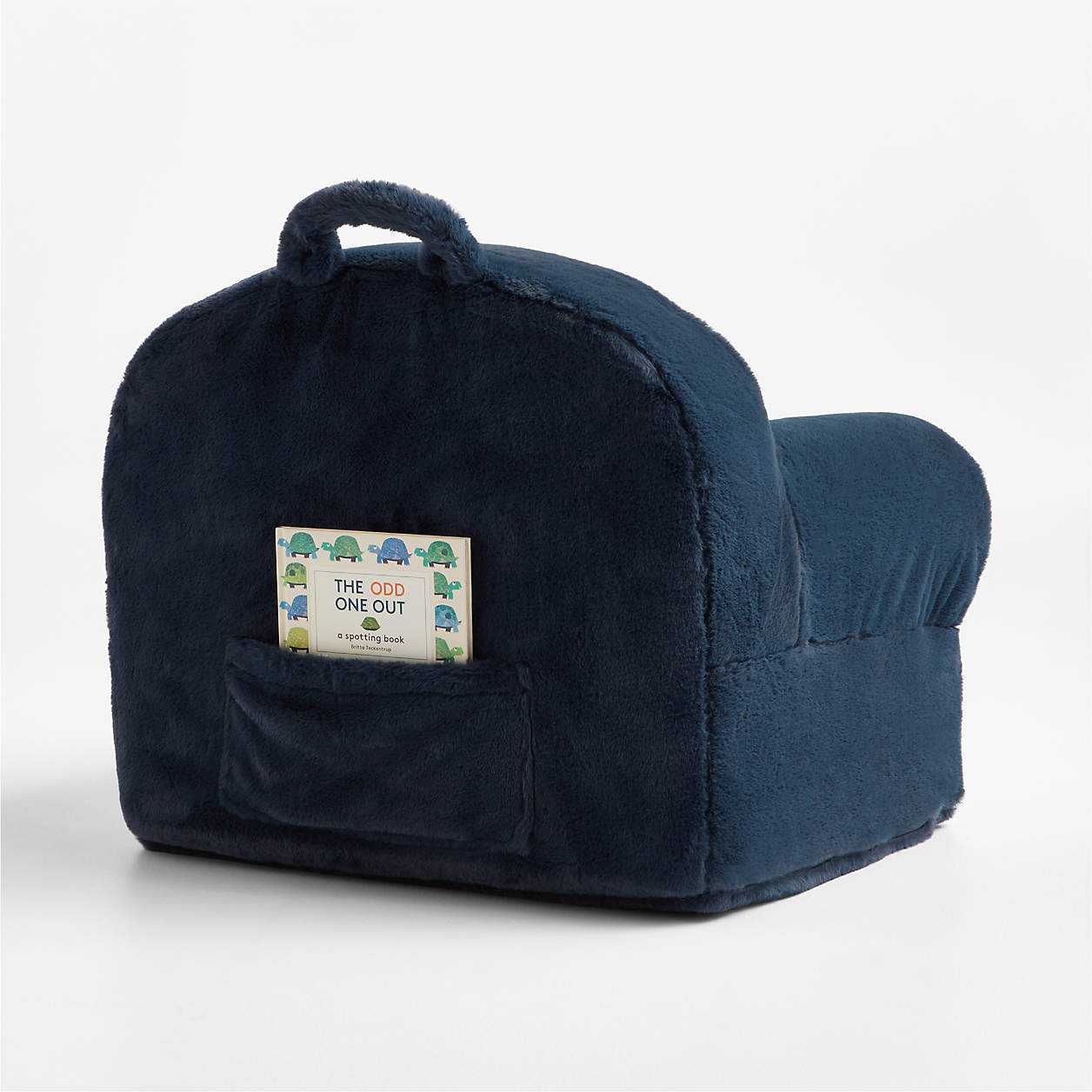 Midnight Navy Plush Faux Fur Kids Lounge Chair