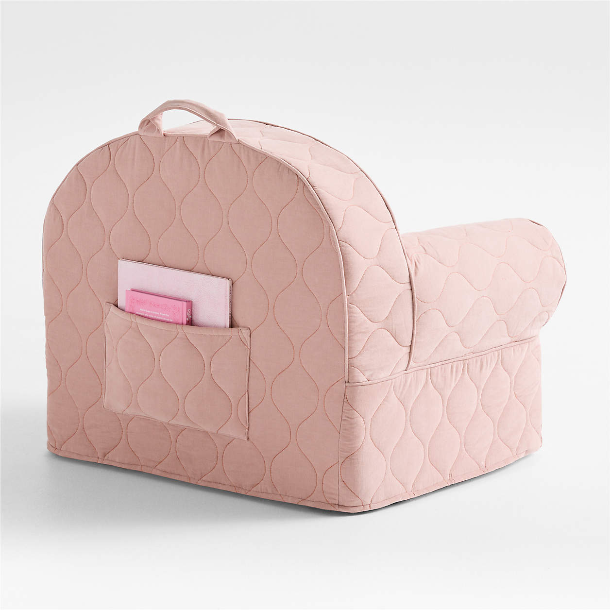 Blush Pink Quilted Cotton Quilted Corduroy Kids Lounge Chair