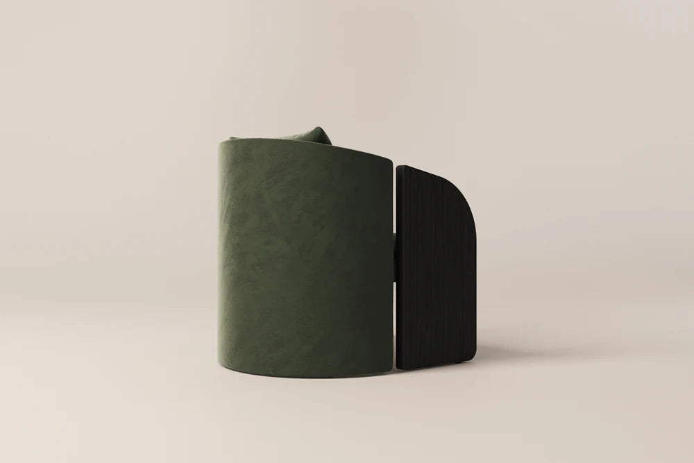 Arevella Sculpted Green Velvet Suede Lounge Chair