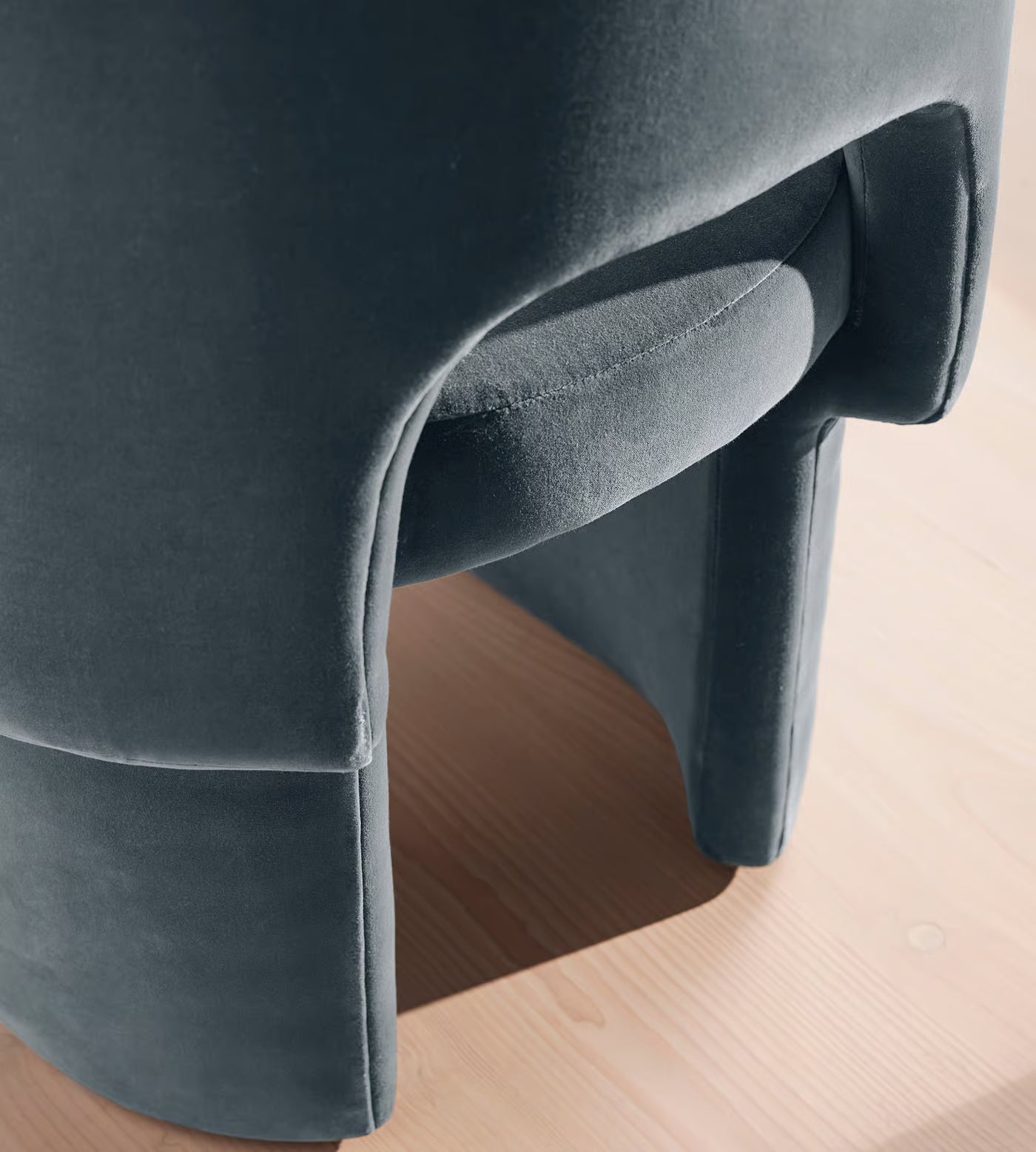 Vaerelle Sculpt Block Steel Blue Velvet Lounge Chair