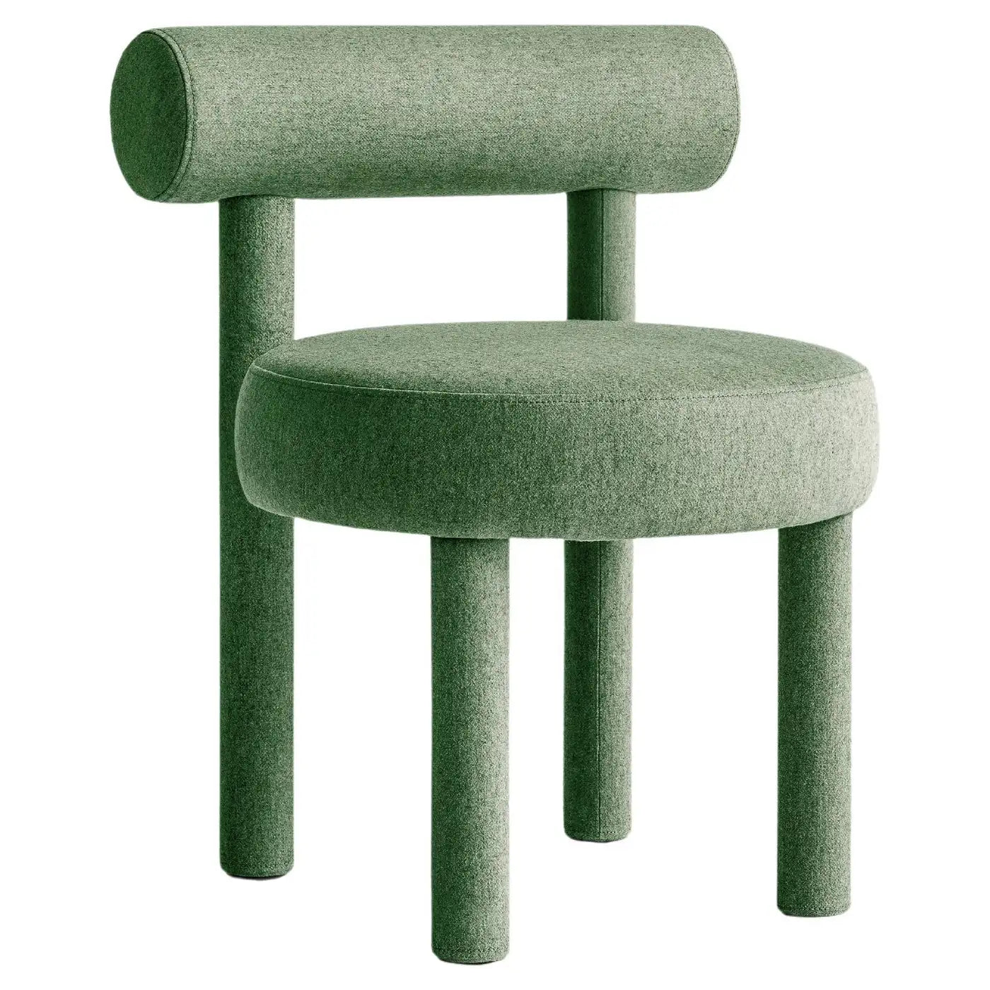 Elevara Cylinder Back Olive Green Cotton Boucle Dining Chair