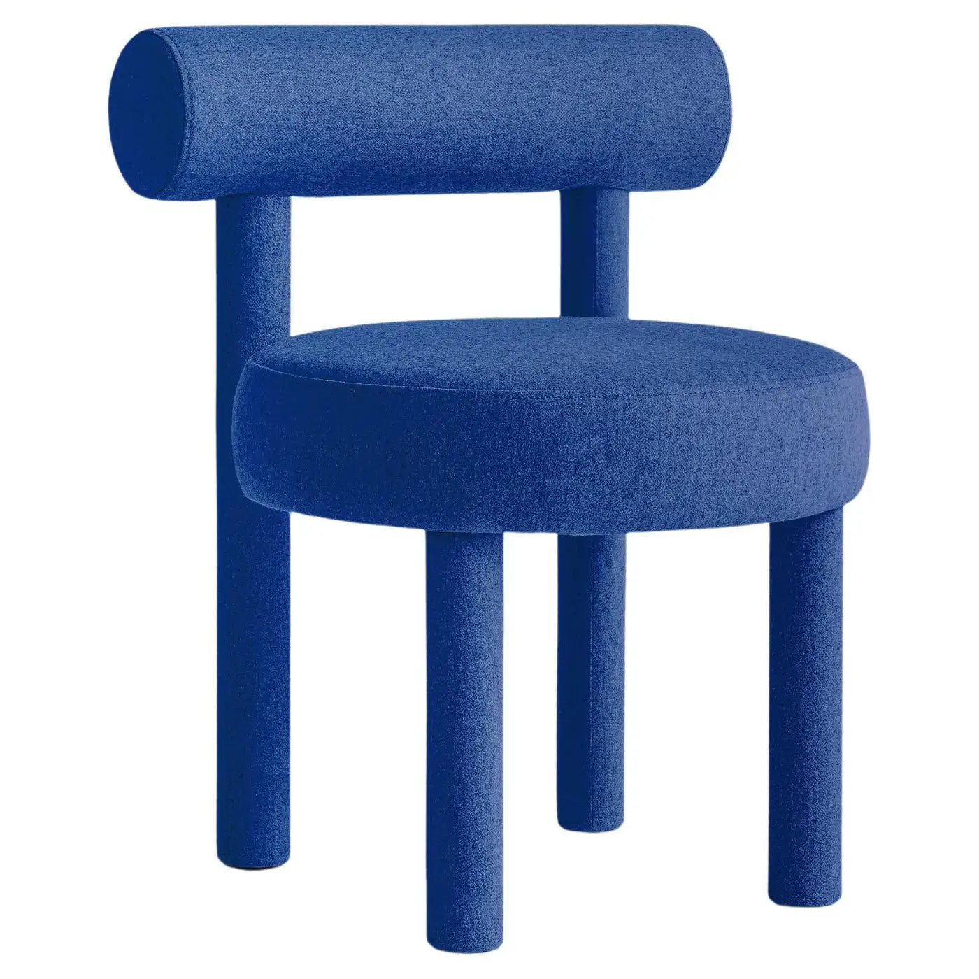 Elevara Cylinder Back Dark Blue Cotton Boucle Dining Chair