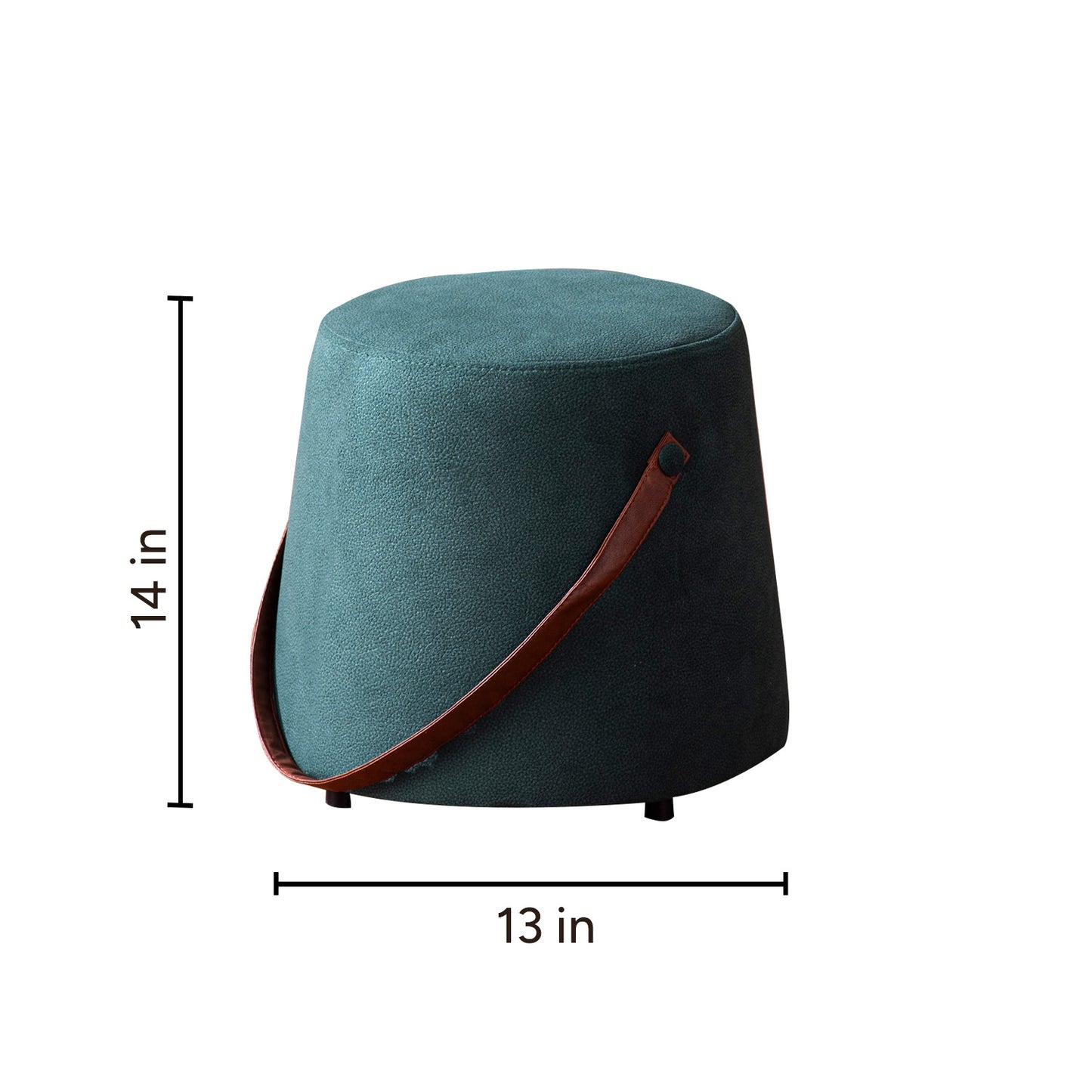 Hoist Collection Pouf With Faux Leather Strap in Green Color Set Of 2 | Nestroots