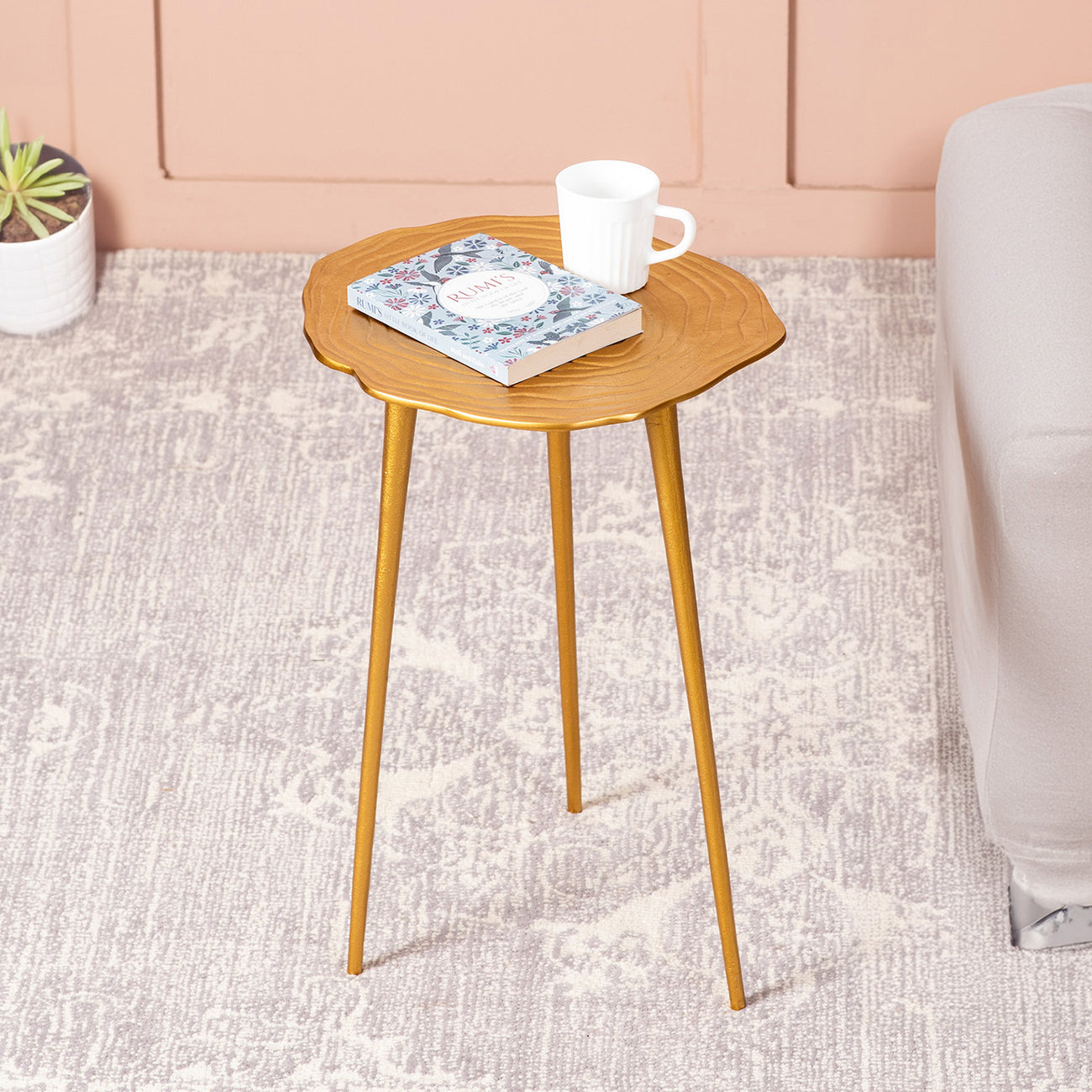 Metallic Ottoman Set of 2 with Aluminium Table