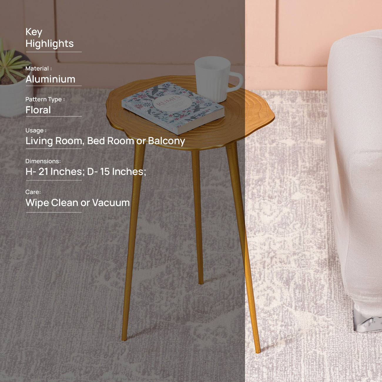 Metallic Ottoman Set of 2 with Aluminium Table