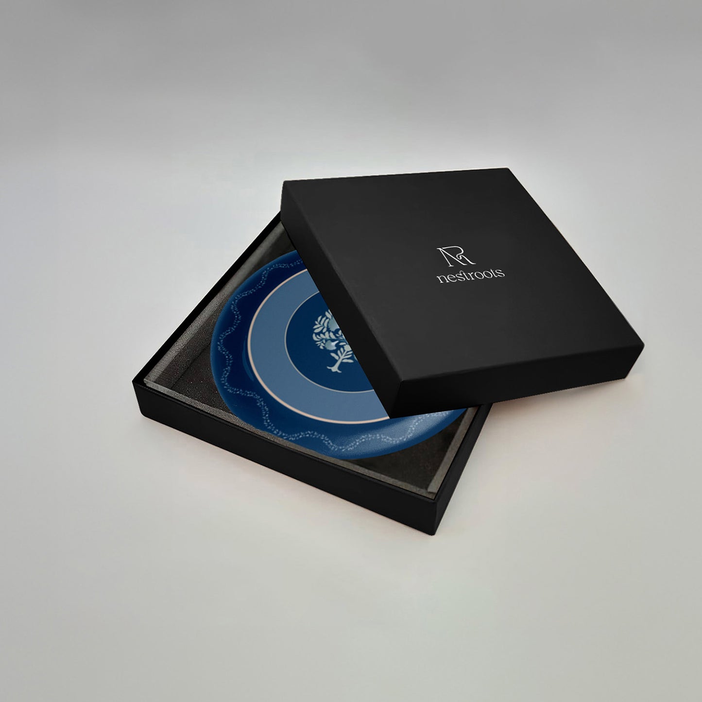 Elegant Blue and White Plate Blue Pottery Inspired floral tree plate