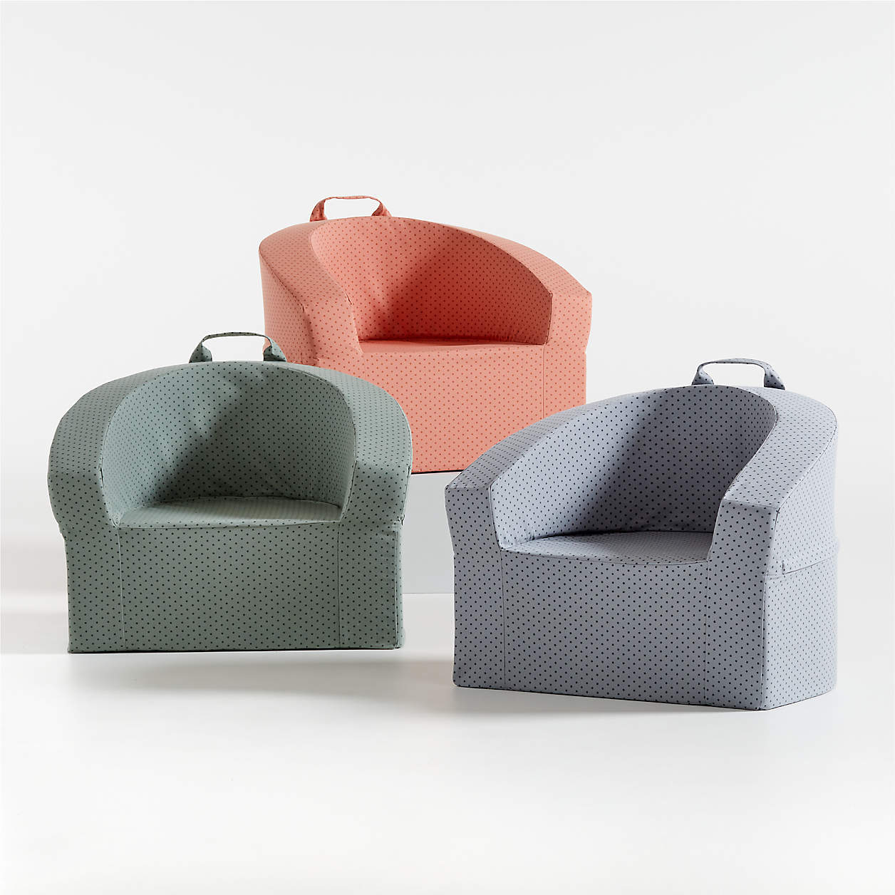 Coral Peach Textured Organic Cotton Kids Lounge Chair