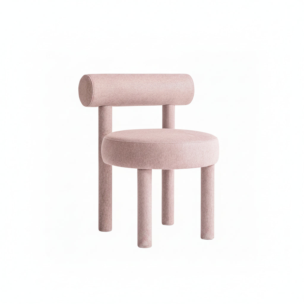 Modern Acccent Dining Chair Pink Wool