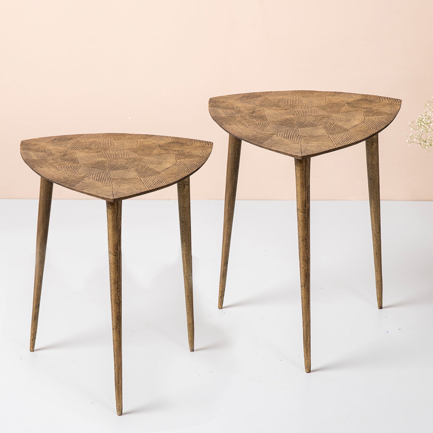 Gold Triangular Side Table Copper Side Table for Living Room