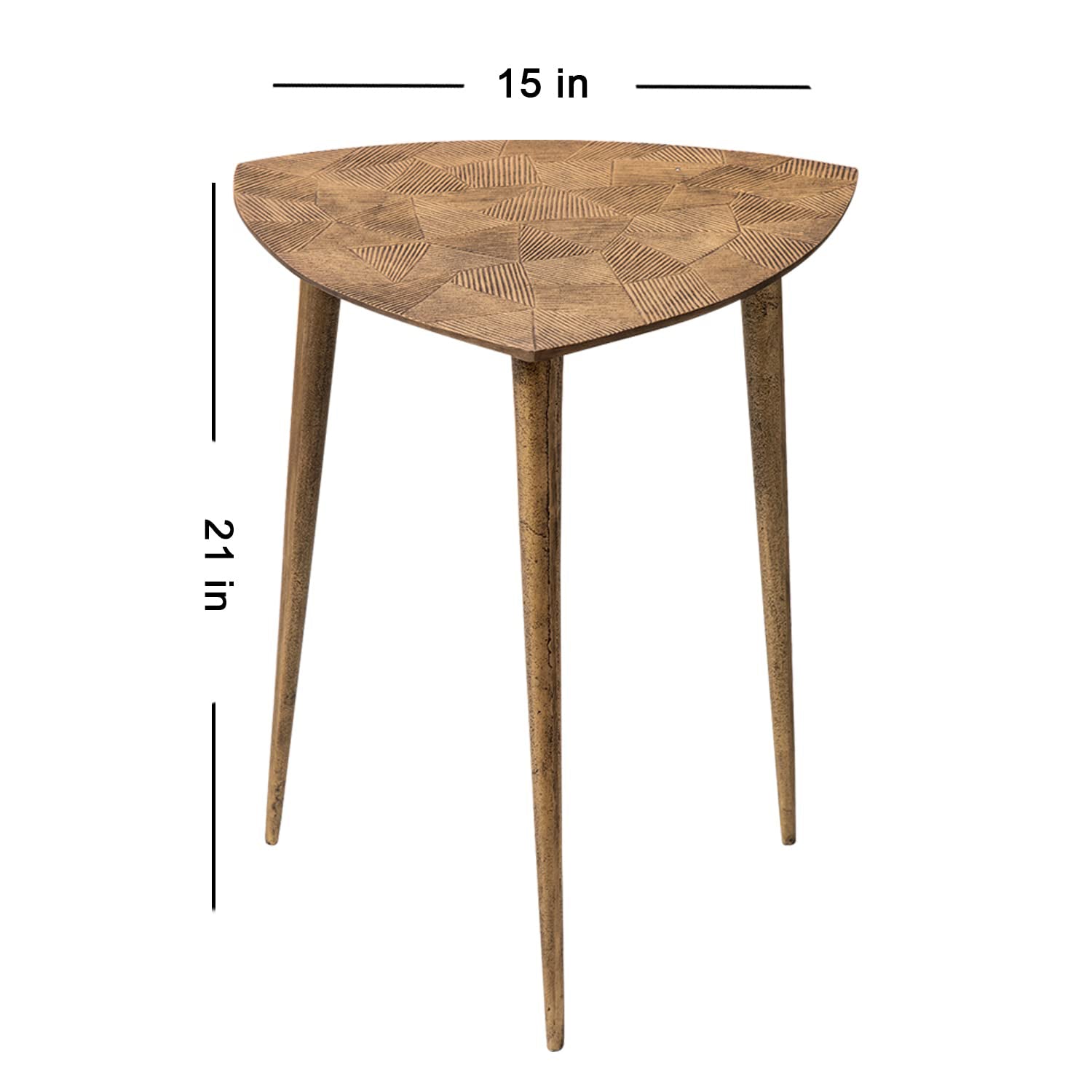 Gold Triangular Side Table Copper Side Table for Living Room