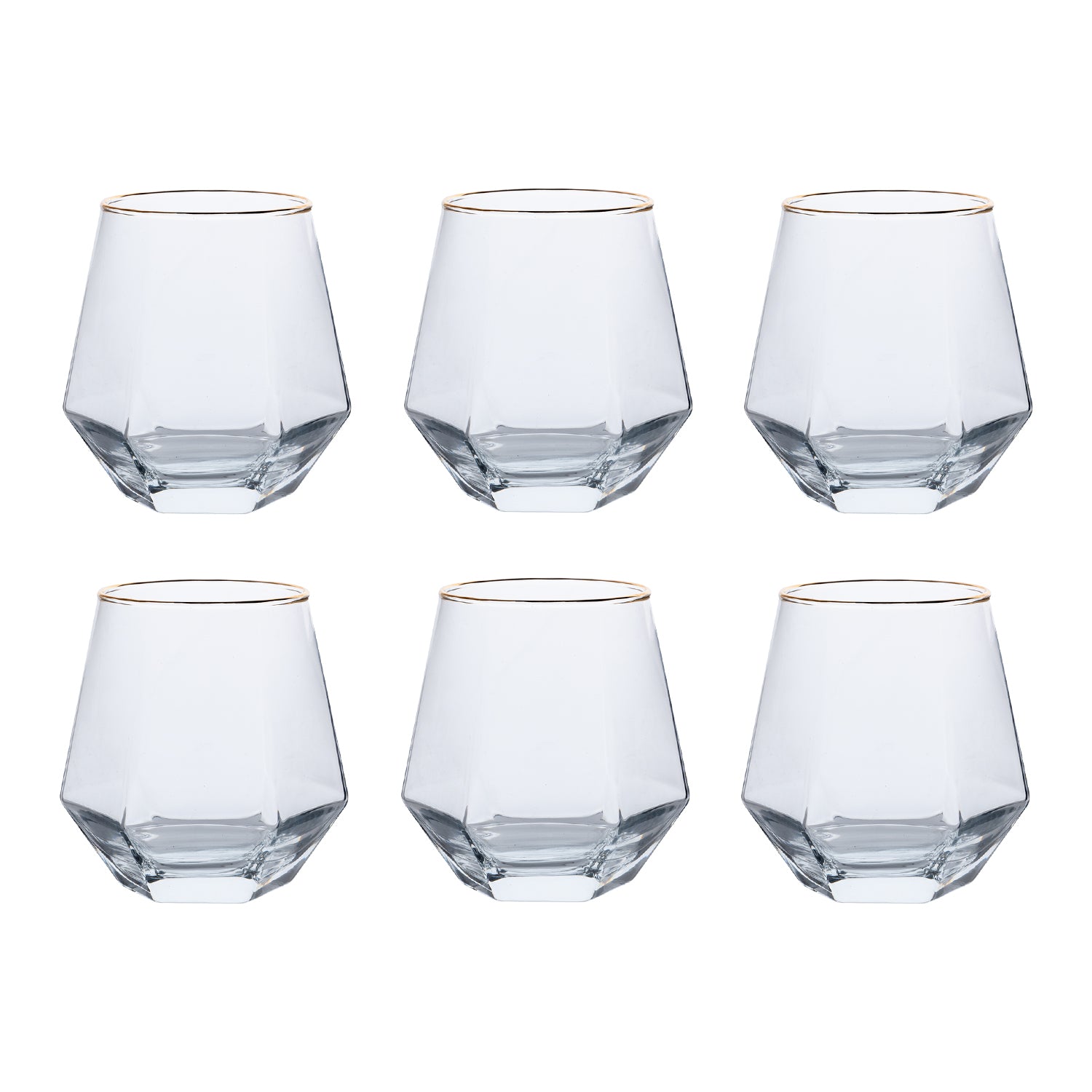 diamond edge golden rim glass