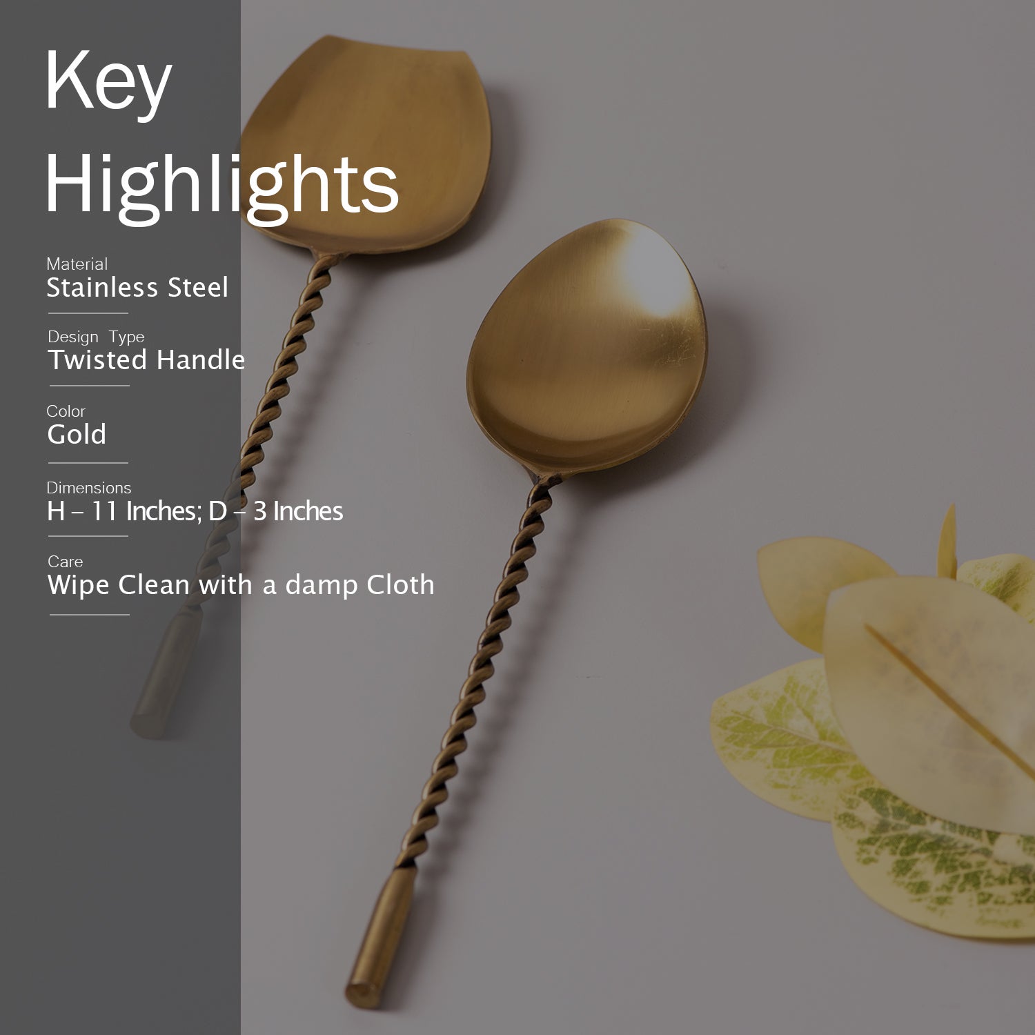 gold serving spoon for rice set of 2