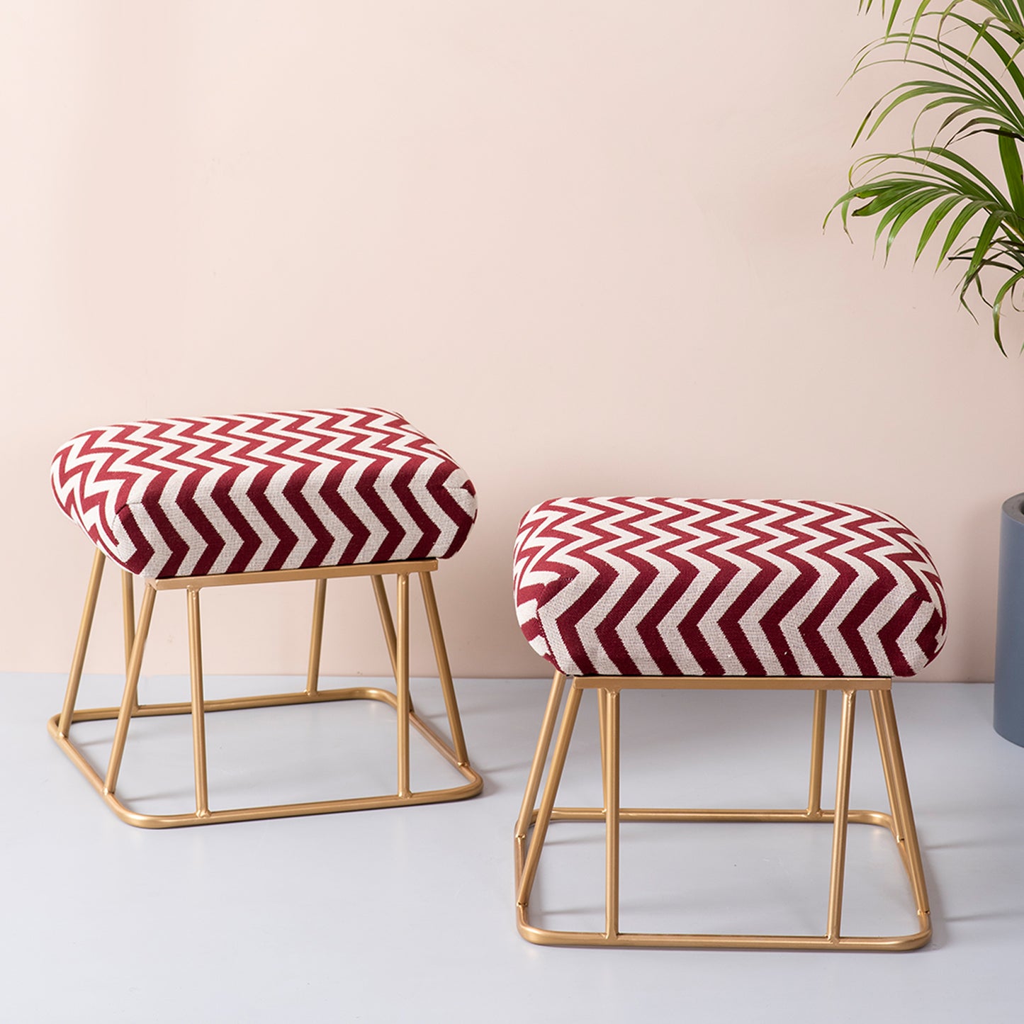 metallic ottoman set of 2
