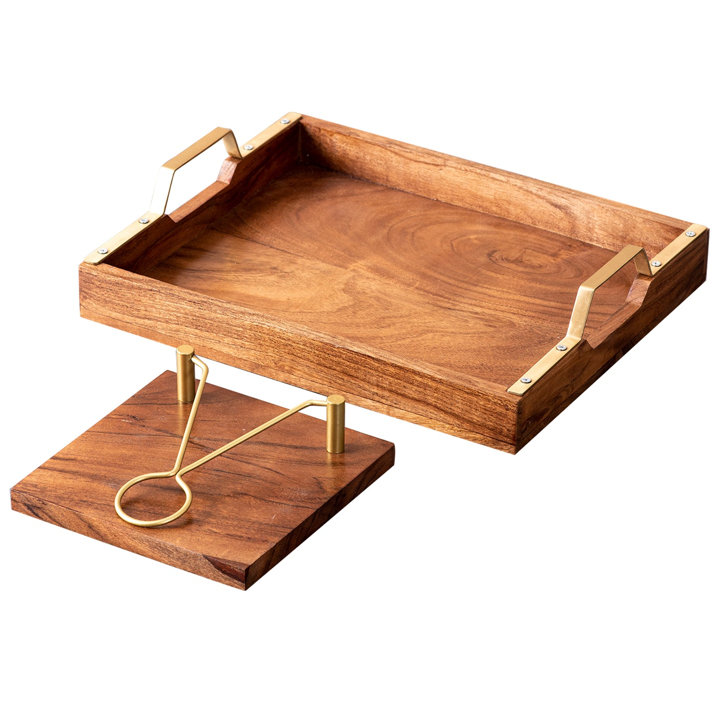 Teak Wood Cake Stand & Napkin Holder