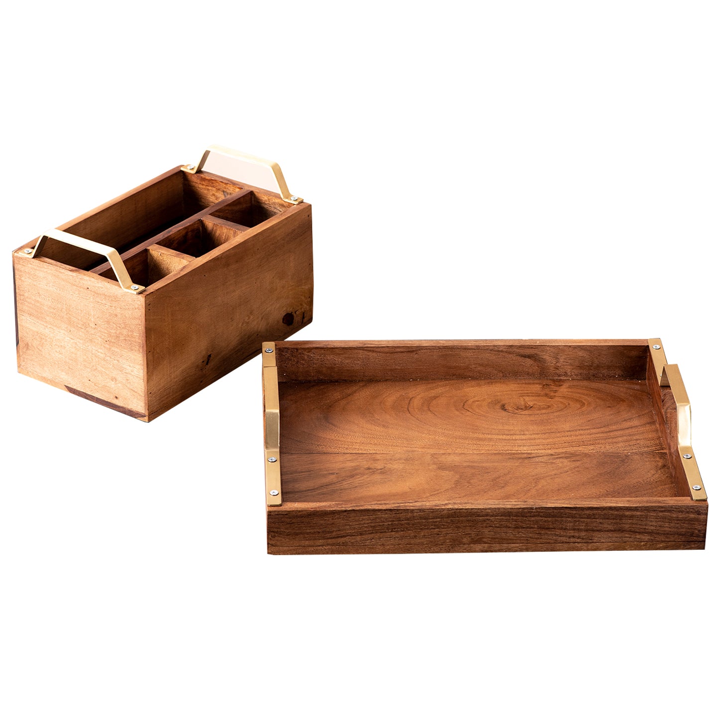 Teak Wood Spoon Stand & Tray