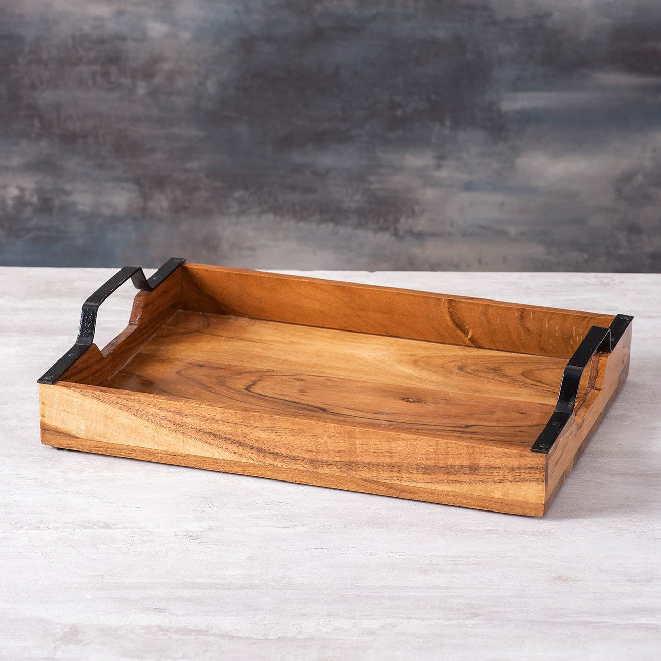 Buy Acacia Wood Spoon Stand with Serving Tray Online