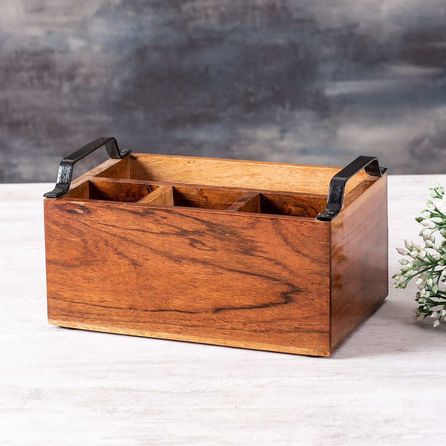 Buy Acacia Wood Spoon Stand with Serving Tray Online