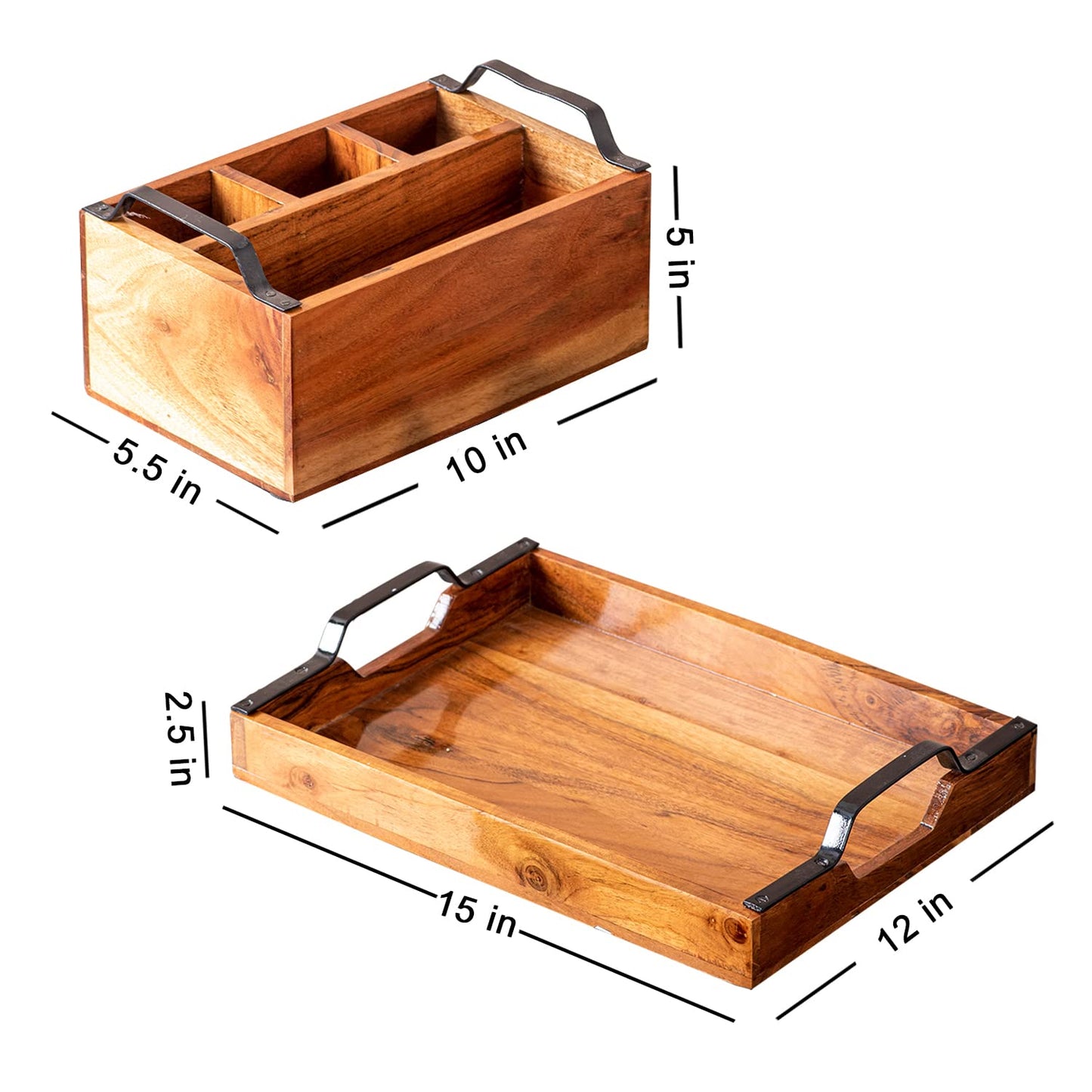 Buy Acacia Wood Spoon Stand with Serving Tray Online