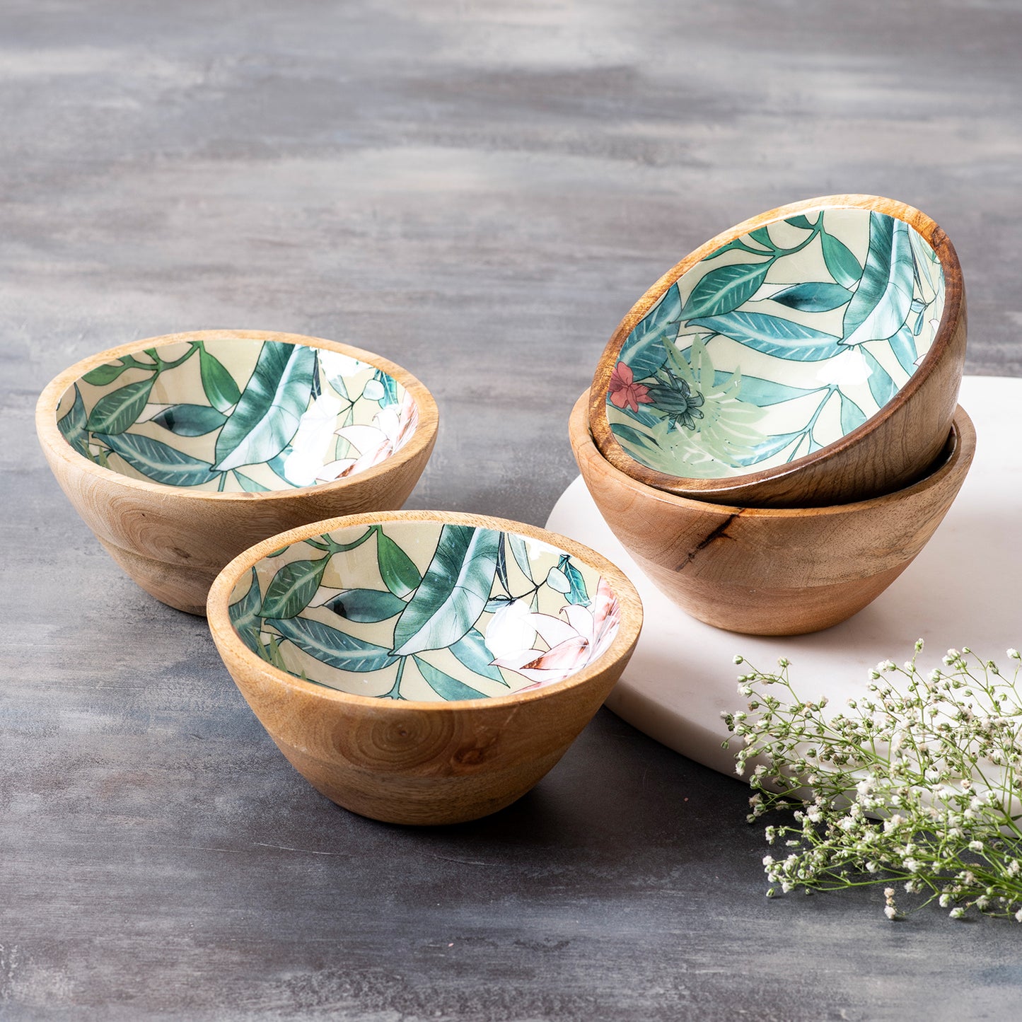 teak wood bowl set