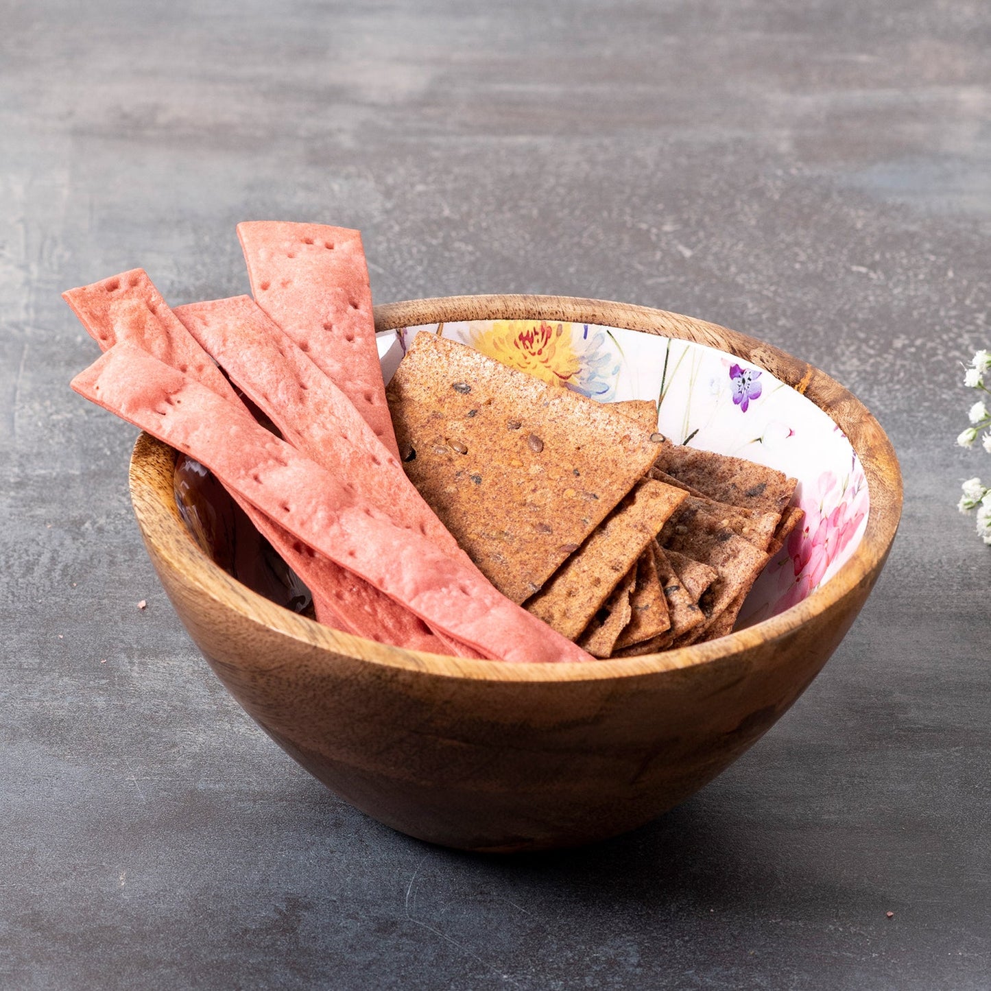 Pink Printed Serving Bowl