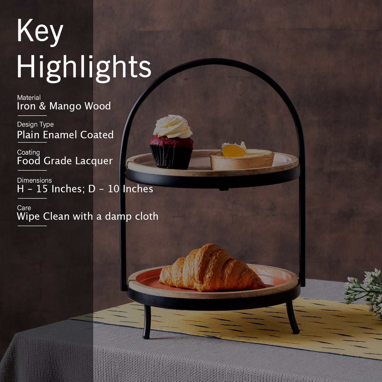 2 tier metallic cake stand